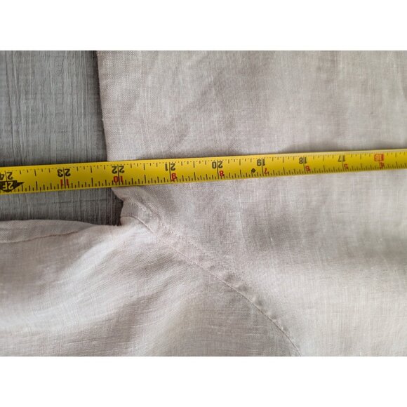 Chico's Linen Tunic Shirt 100% Linen Women Detailed Back No-Iron Beige Sz 2/Lg - Picture 9 of 10